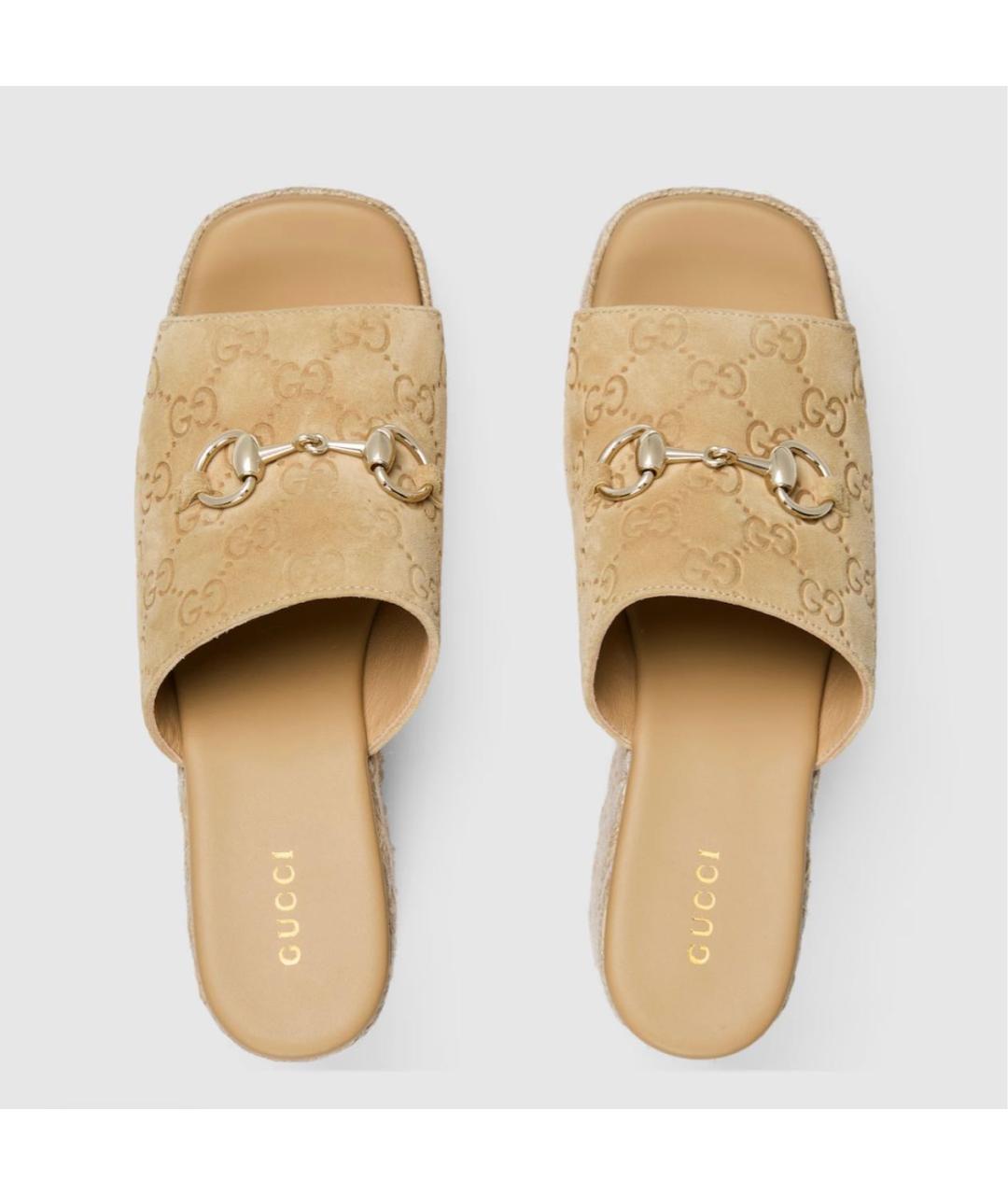 GUCCI Бежевые замшевые эспадрильи, фото 5