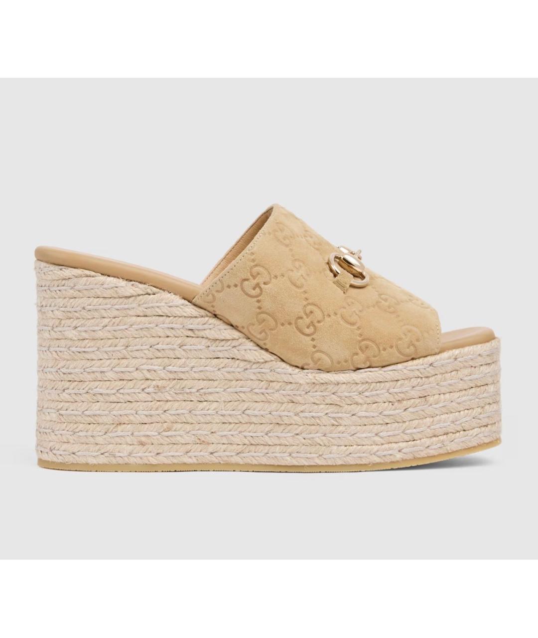 GUCCI Бежевые замшевые эспадрильи, фото 6