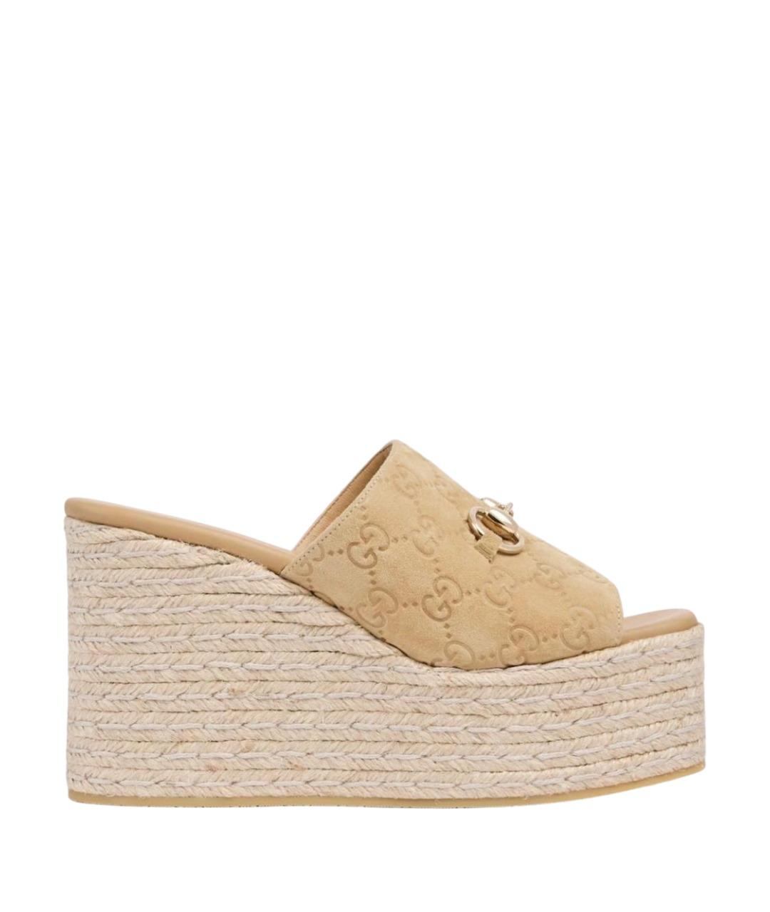 GUCCI Бежевые замшевые эспадрильи, фото 1