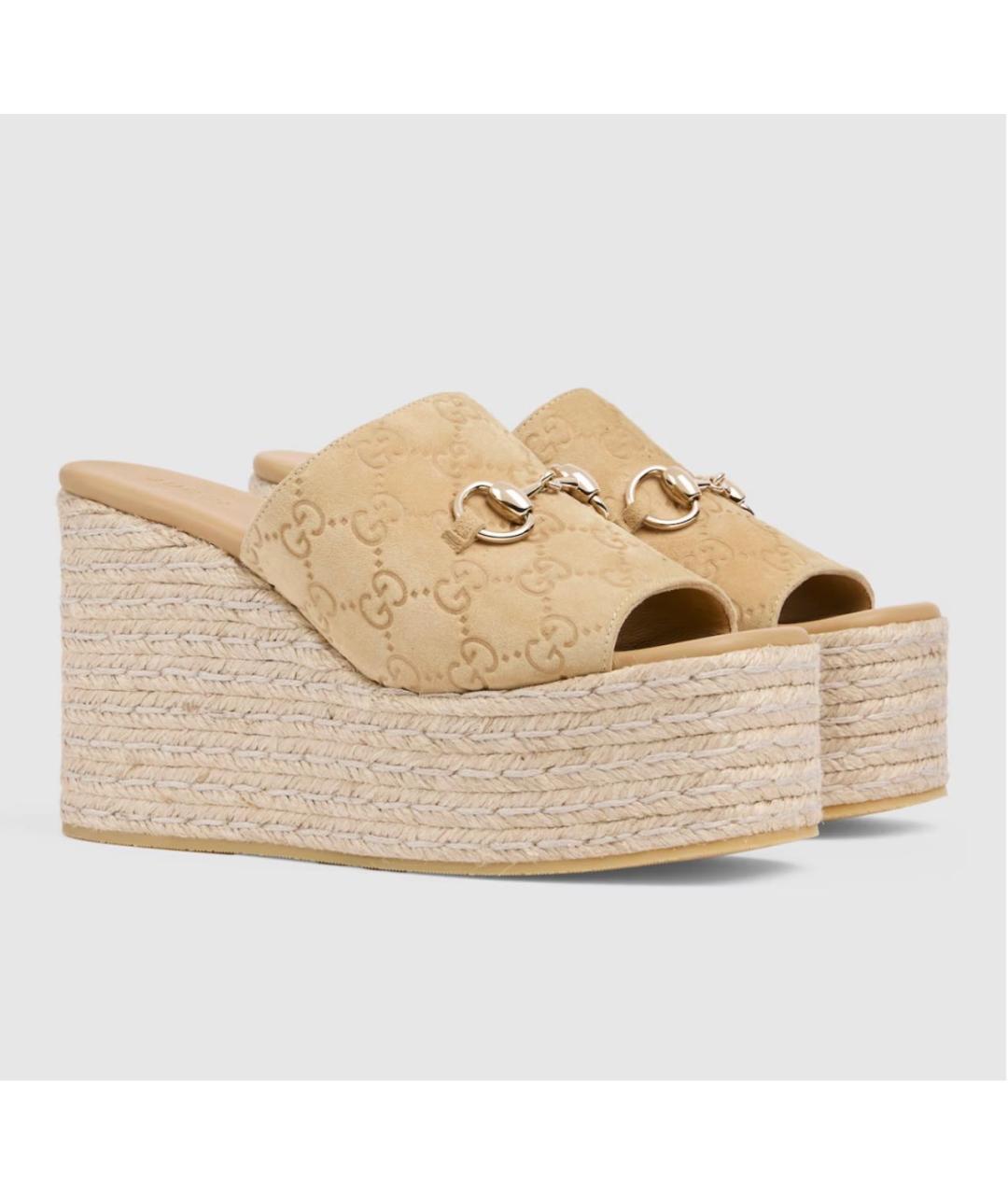 GUCCI Бежевые замшевые эспадрильи, фото 2