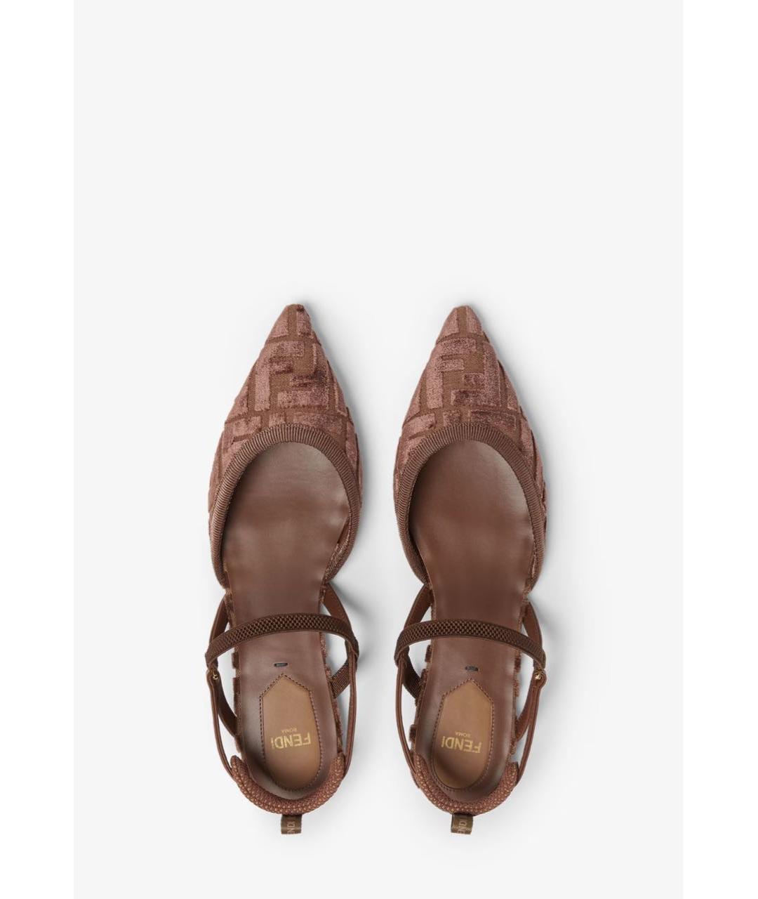 FENDI Коричневые текстильные балетки, фото 6