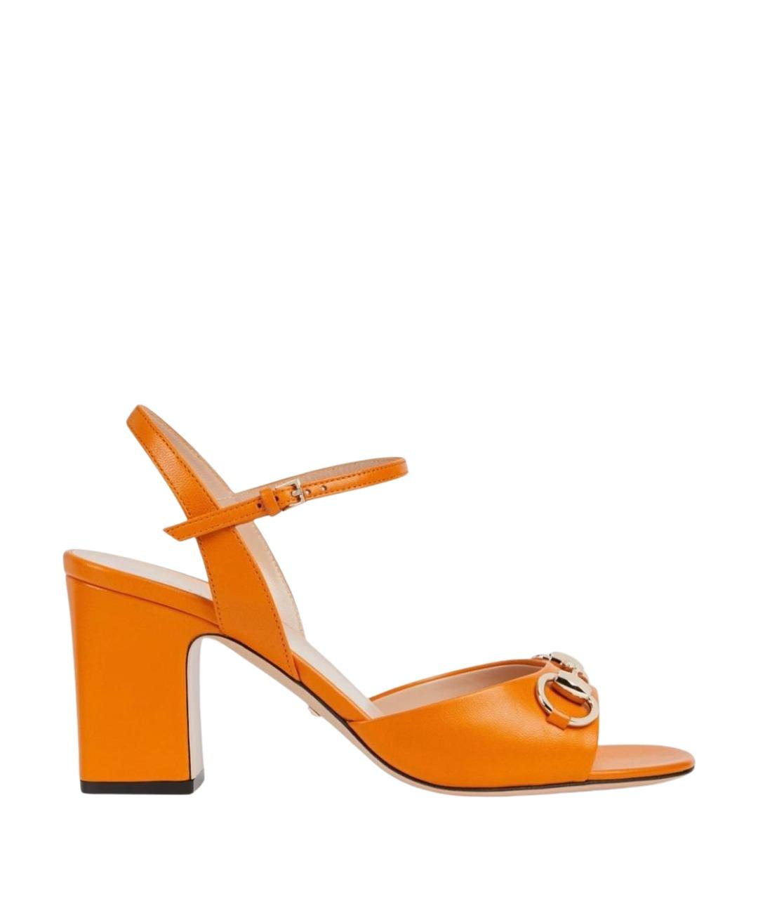 GUCCI Оранжевое кожаные босоножки, фото 1