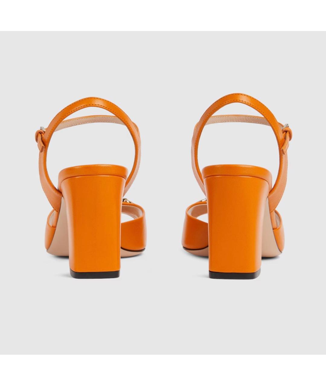 GUCCI Оранжевое кожаные босоножки, фото 4