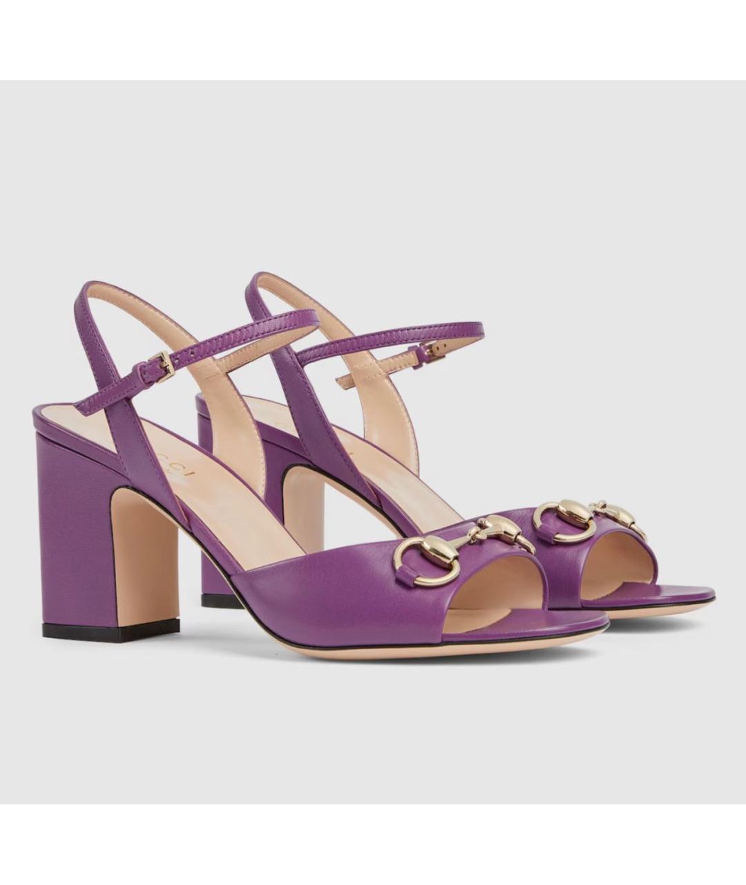 GUCCI Фиолетовые кожаные босоножки, фото 2