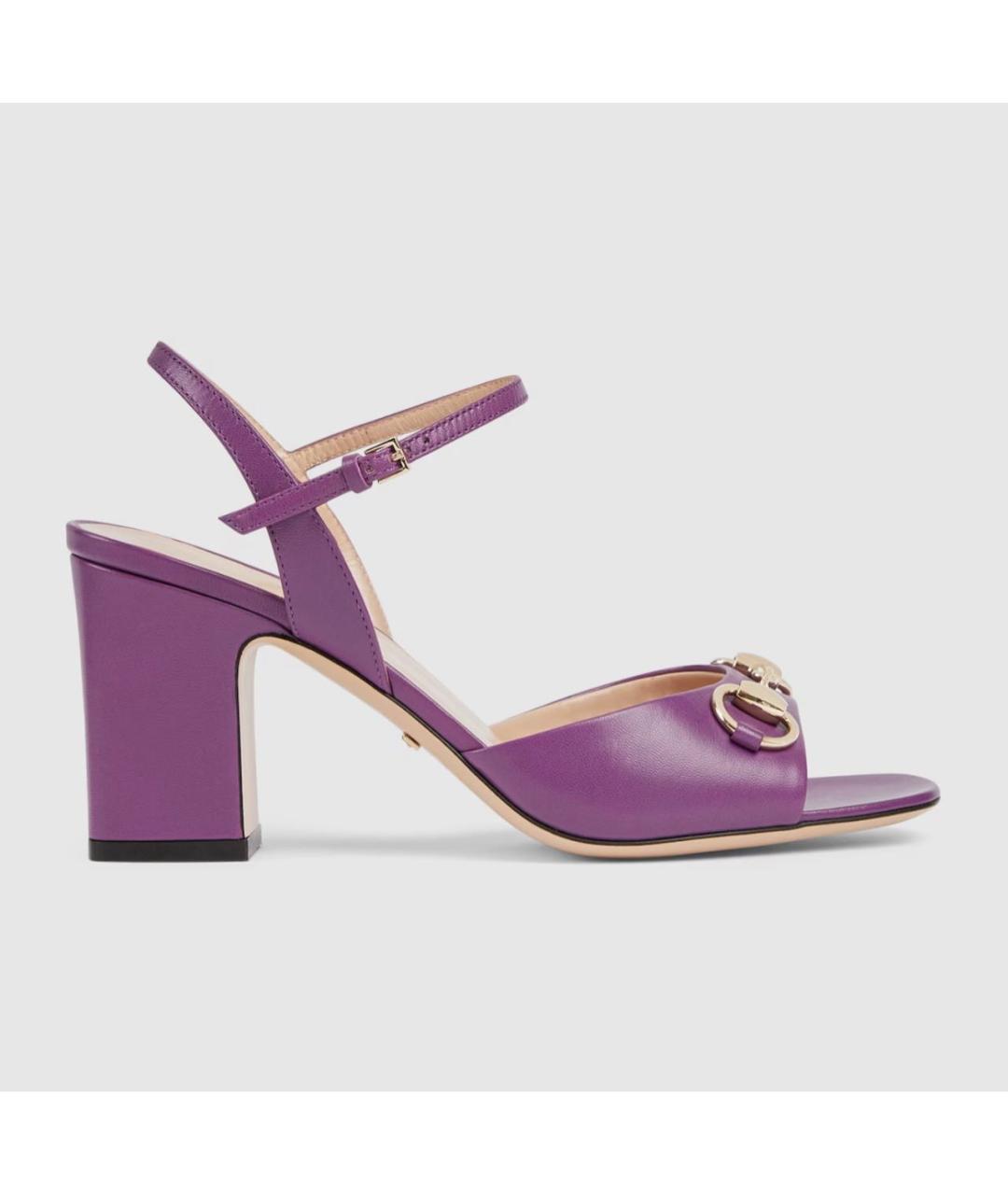GUCCI Фиолетовые кожаные босоножки, фото 6