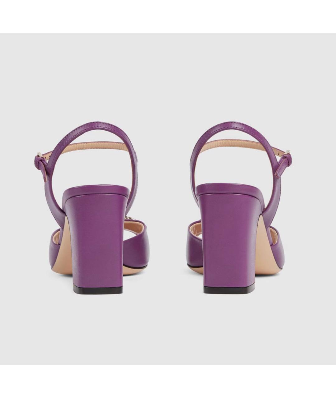 GUCCI Фиолетовые кожаные босоножки, фото 4