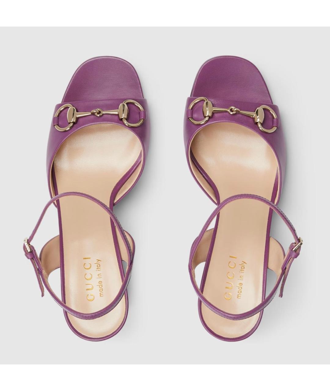 GUCCI Фиолетовые кожаные босоножки, фото 5