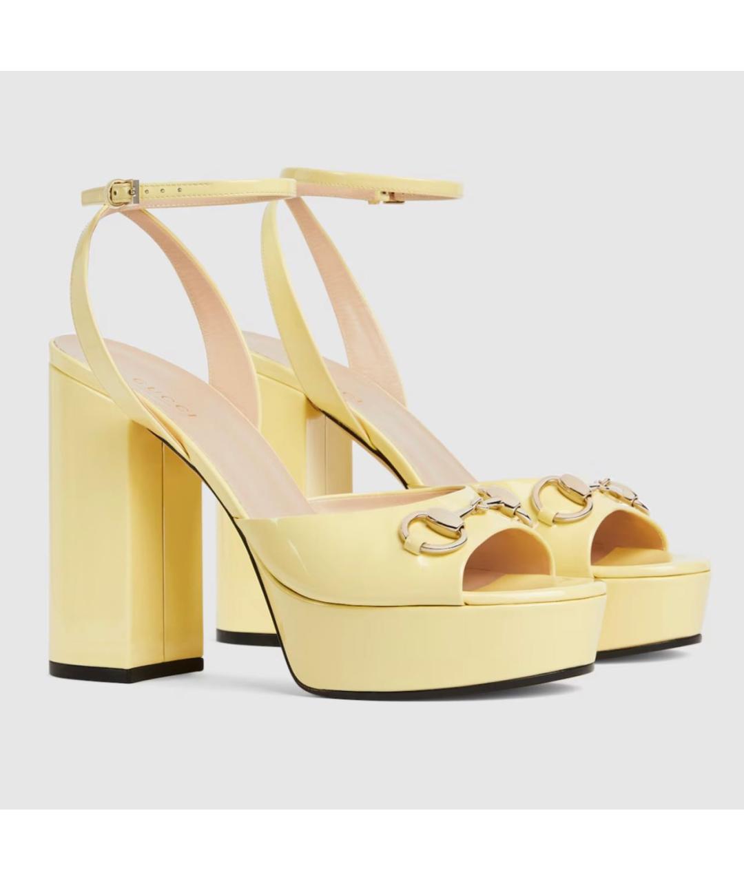 GUCCI Желтые кожаные босоножки, фото 2