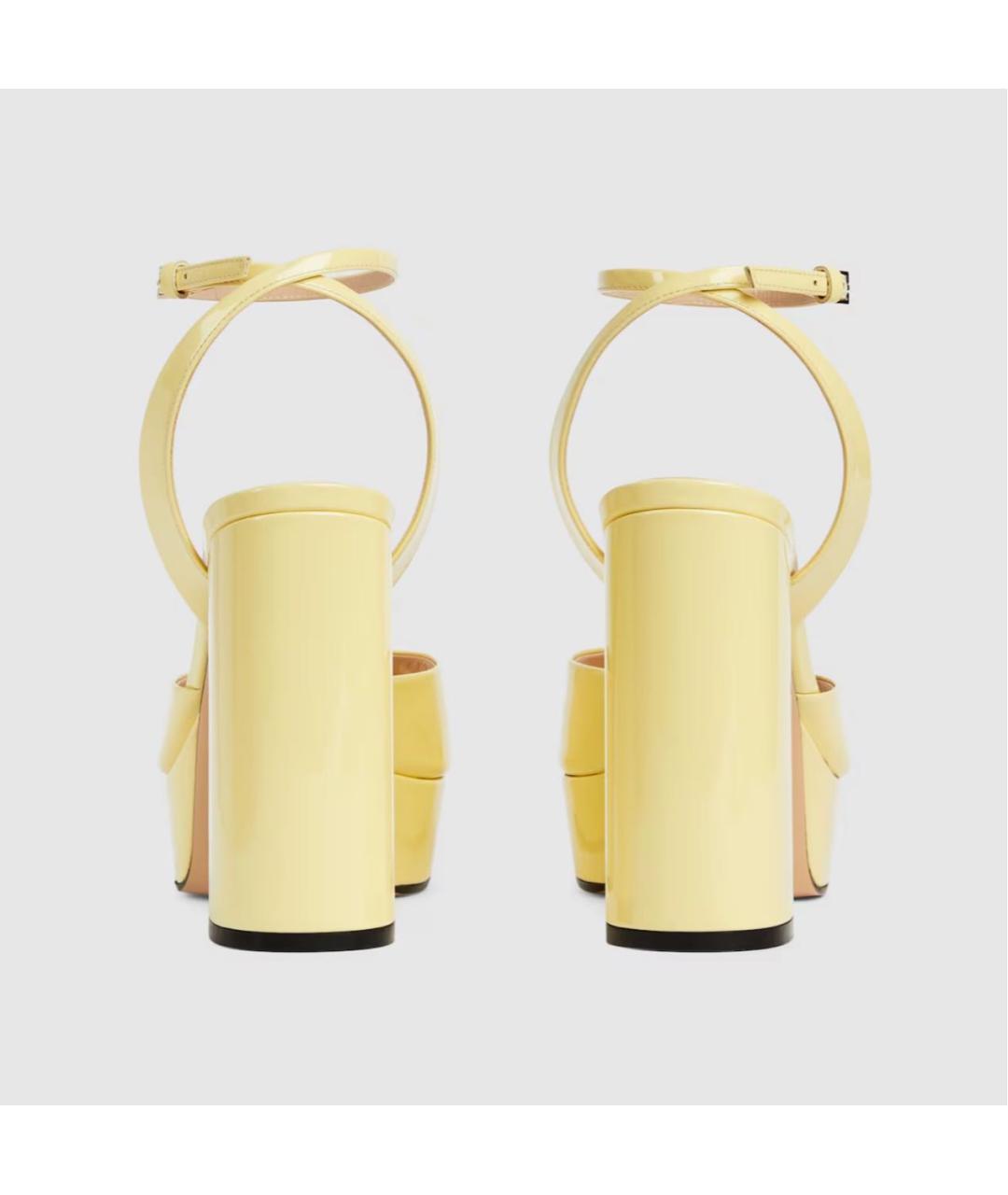 GUCCI Желтые кожаные босоножки, фото 4