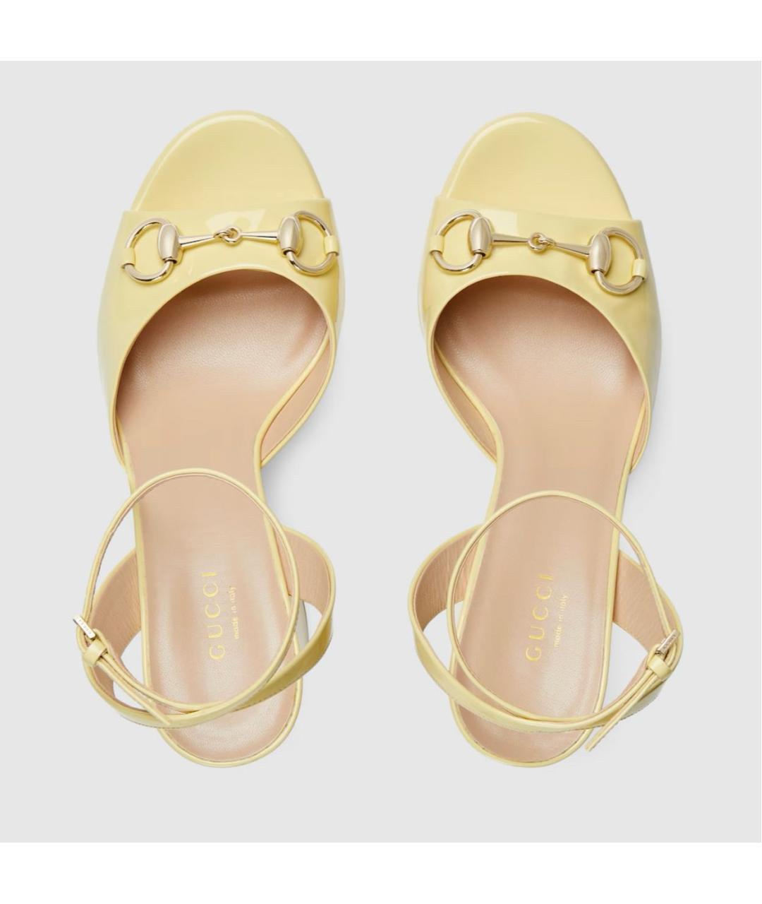 GUCCI Желтые кожаные босоножки, фото 5