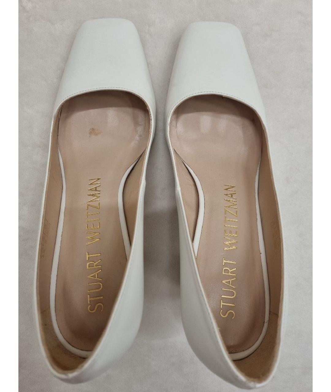 STUART WEITZMAN Белые кожаные туфли, фото 3