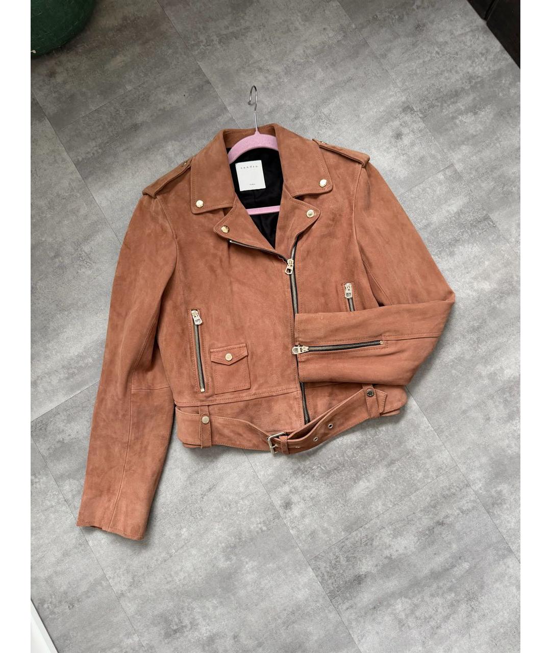 SANDRO Коричневая замшевая куртка, фото 9