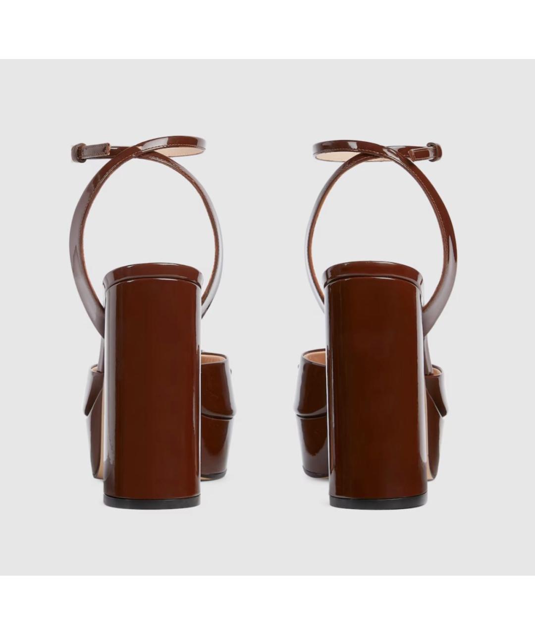 GUCCI Коричневые кожаные босоножки, фото 4