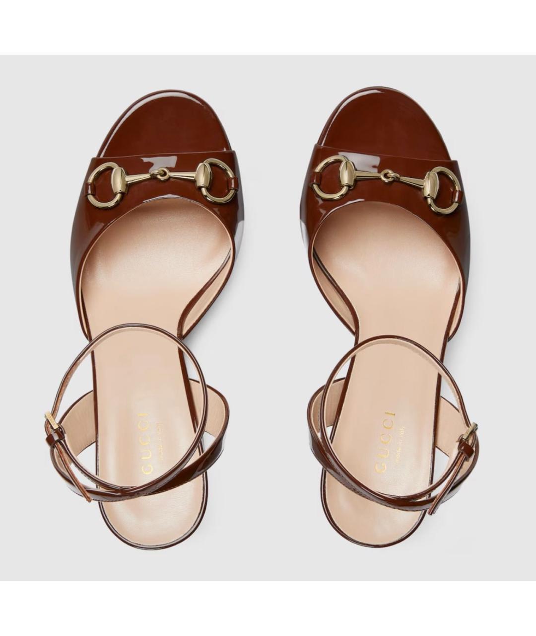 GUCCI Коричневые кожаные босоножки, фото 5