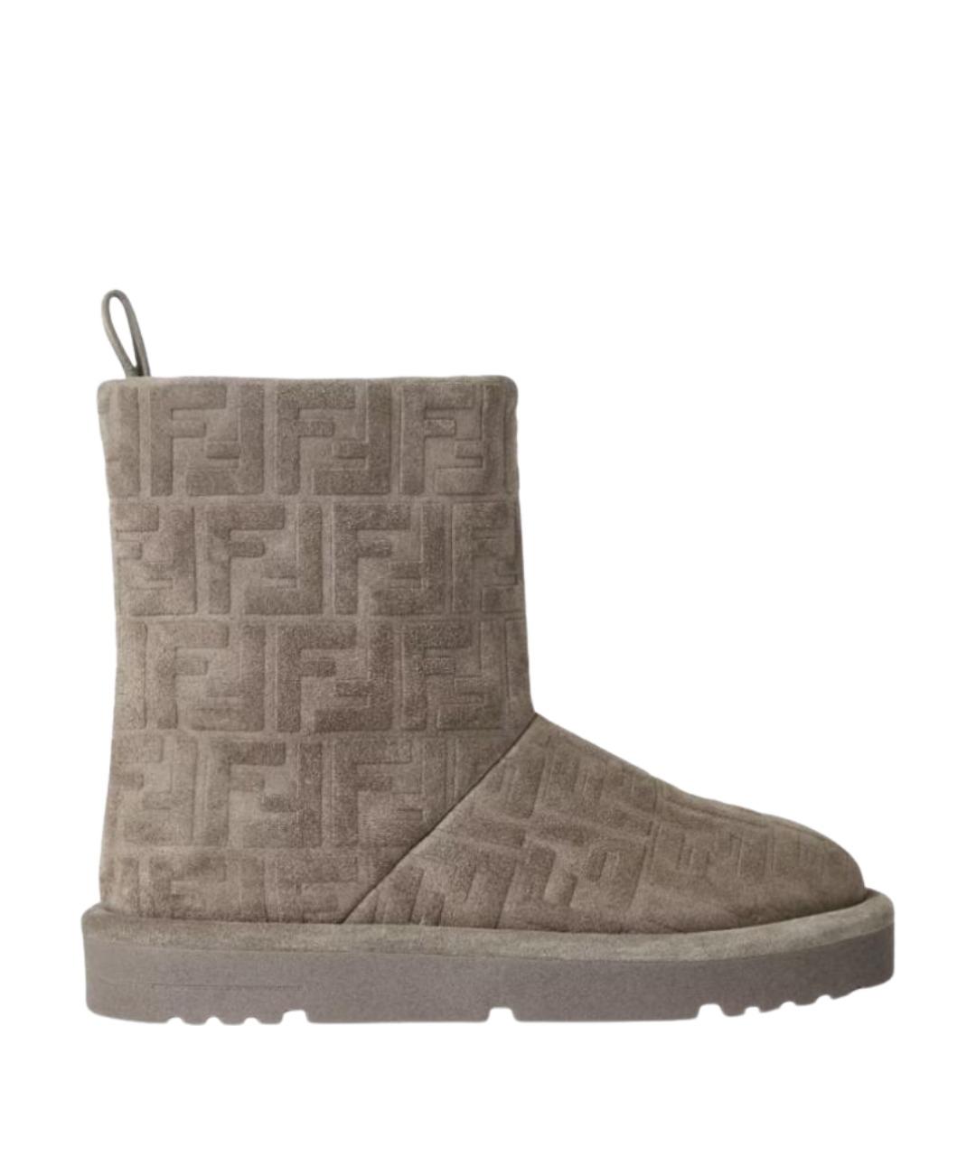FENDI Серые замшевые полусапоги, фото 1