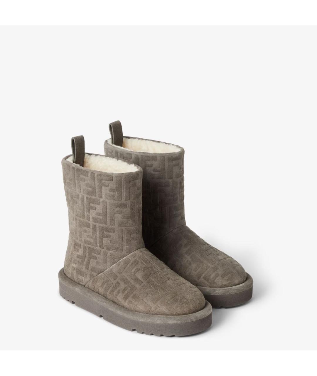 FENDI Серые замшевые полусапоги, фото 5