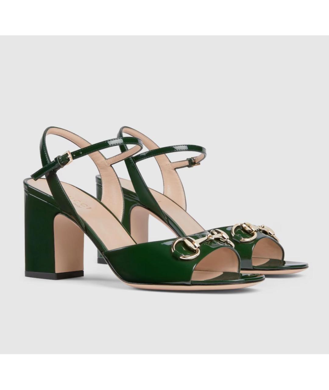 GUCCI Зеленые кожаные босоножки, фото 2