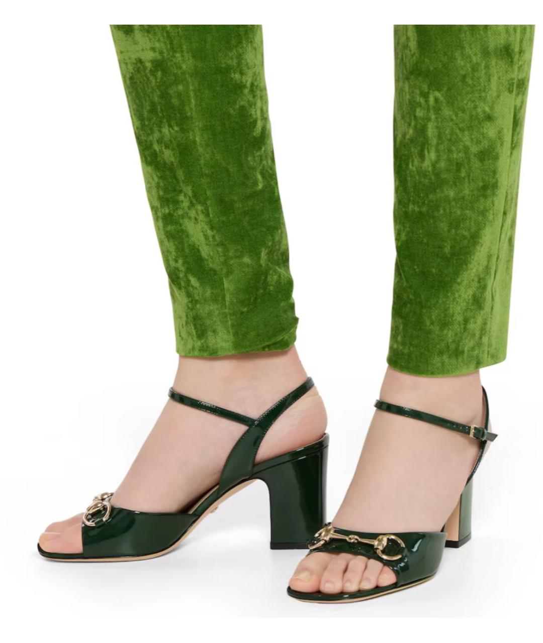 GUCCI Зеленые кожаные босоножки, фото 3