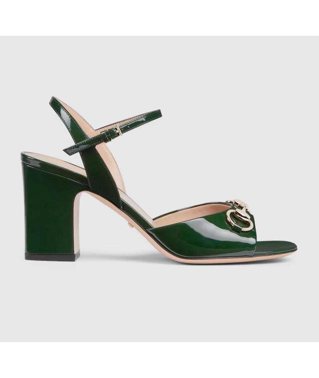 GUCCI Зеленые кожаные босоножки, фото 6