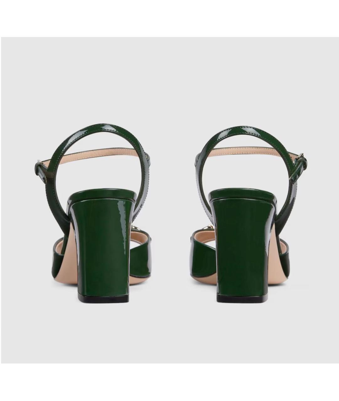 GUCCI Зеленые кожаные босоножки, фото 4