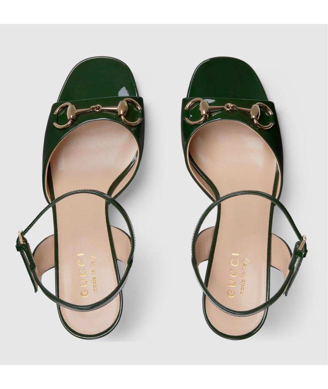 GUCCI Зеленые кожаные босоножки, фото 5