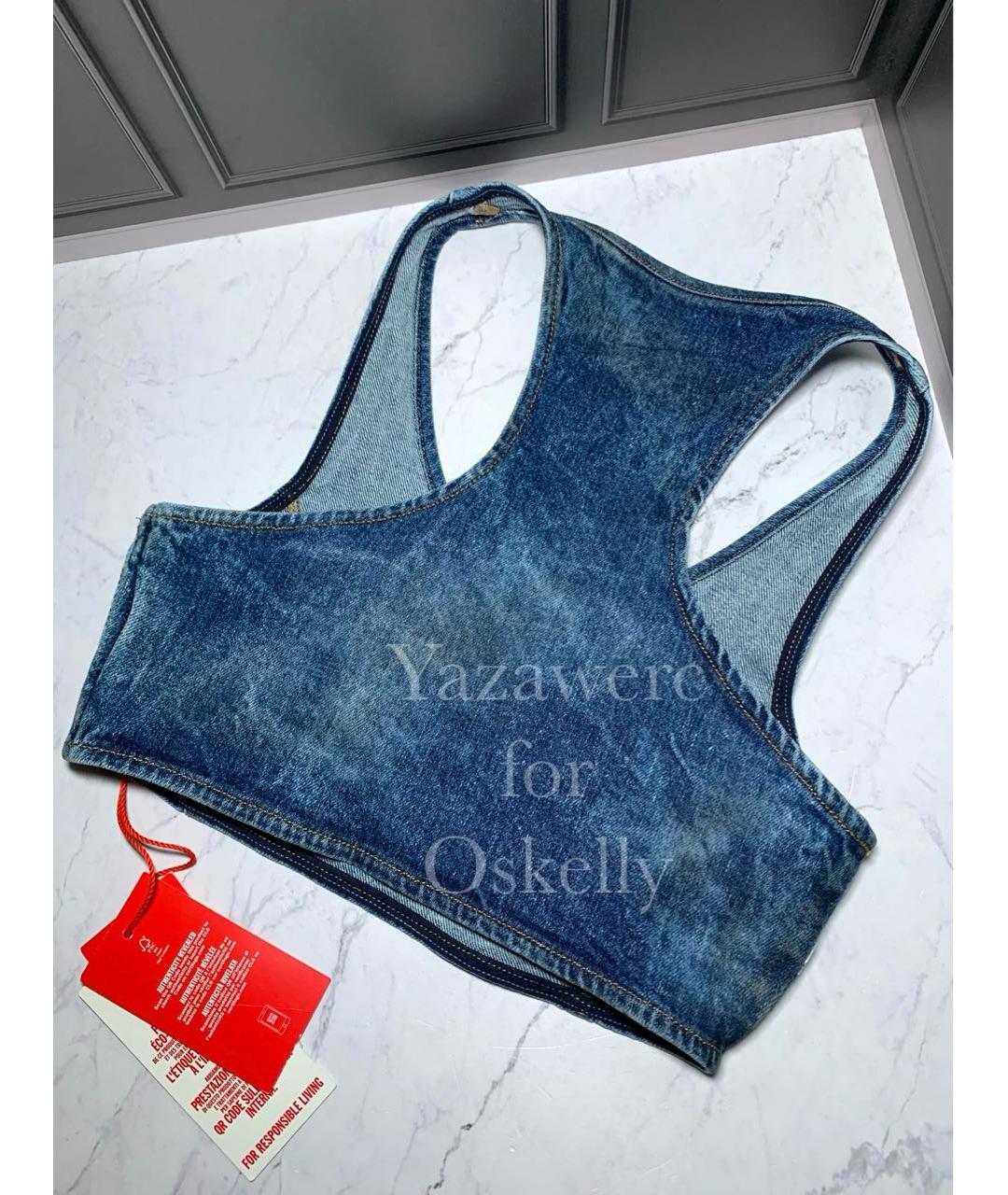 DIESEL Синяя хлопко-эластановая майка, фото 4