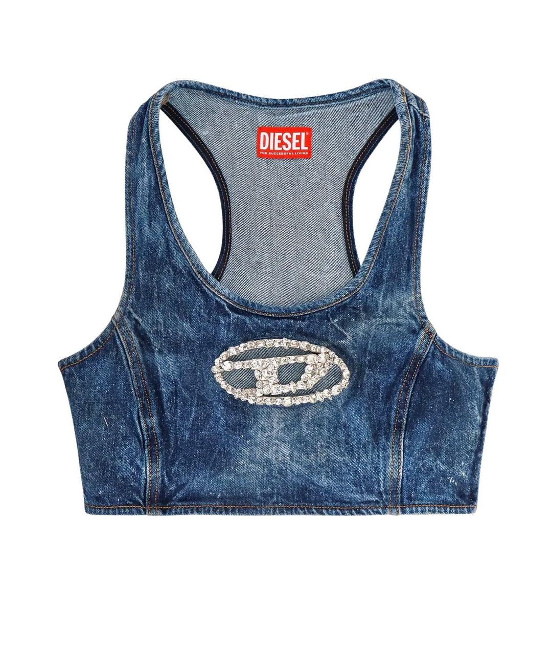 DIESEL Синяя хлопко-эластановая майка, фото 8