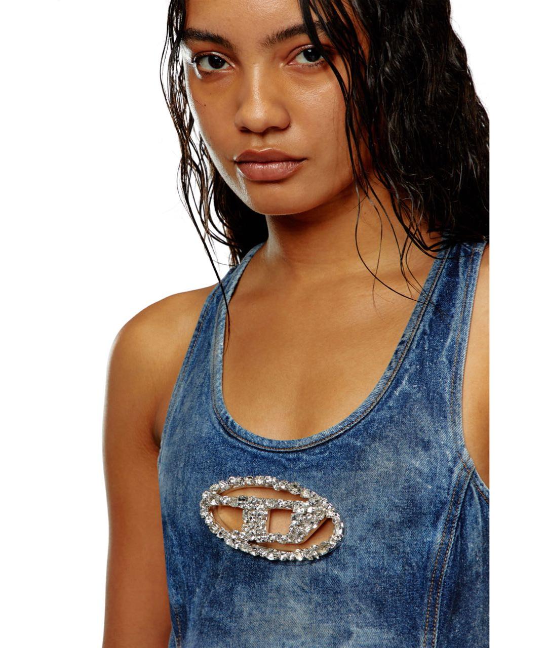 DIESEL Синяя хлопко-эластановая майка, фото 2