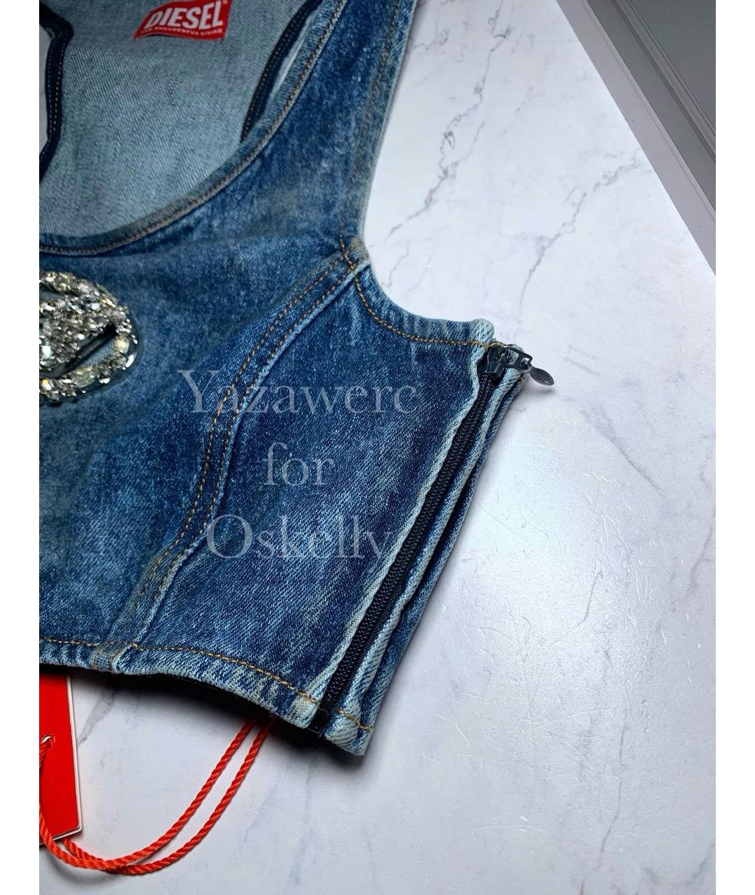 DIESEL Синяя хлопко-эластановая майка, фото 7