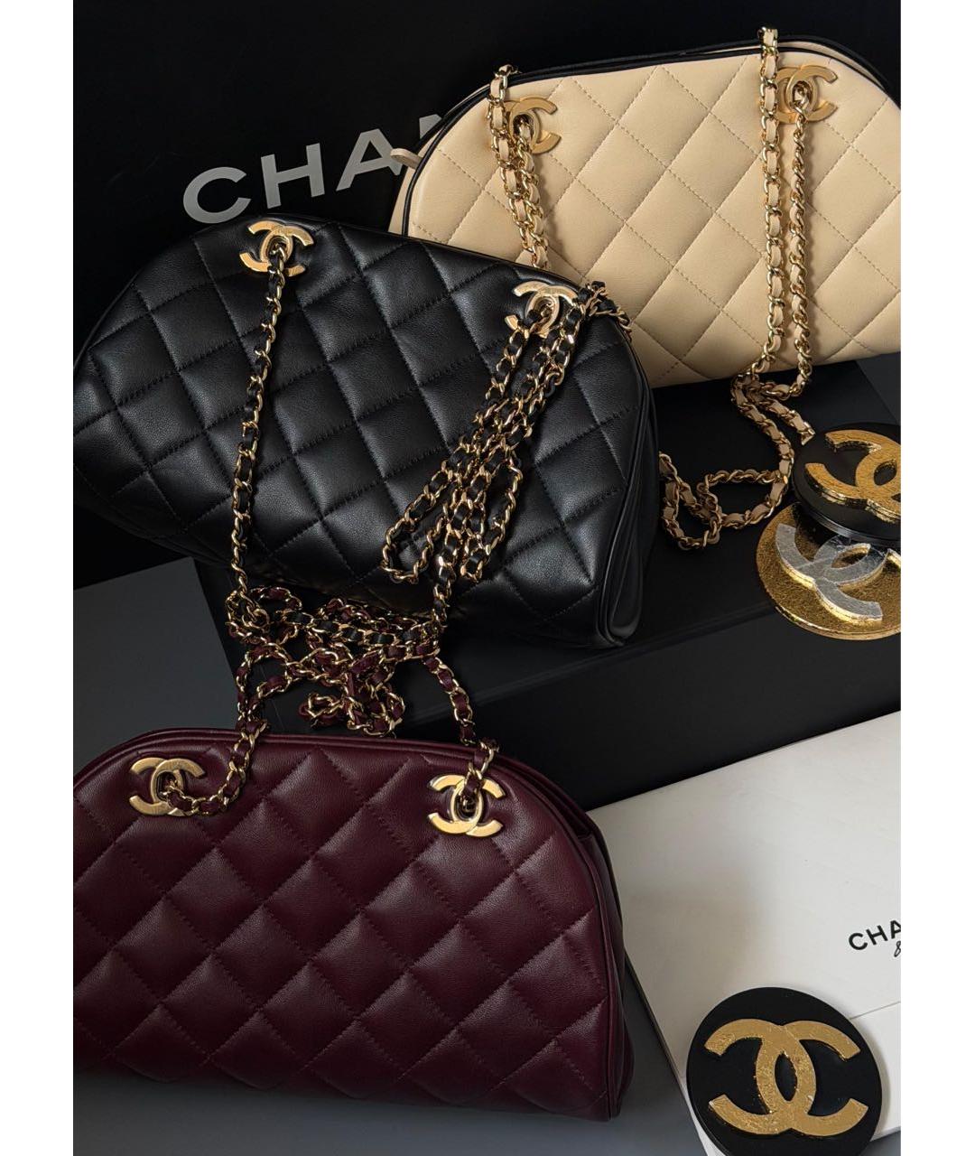 CHANEL Бежевая кожаная сумка через плечо, фото 3