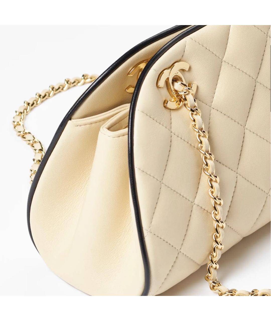 CHANEL Бежевая кожаная сумка через плечо, фото 6