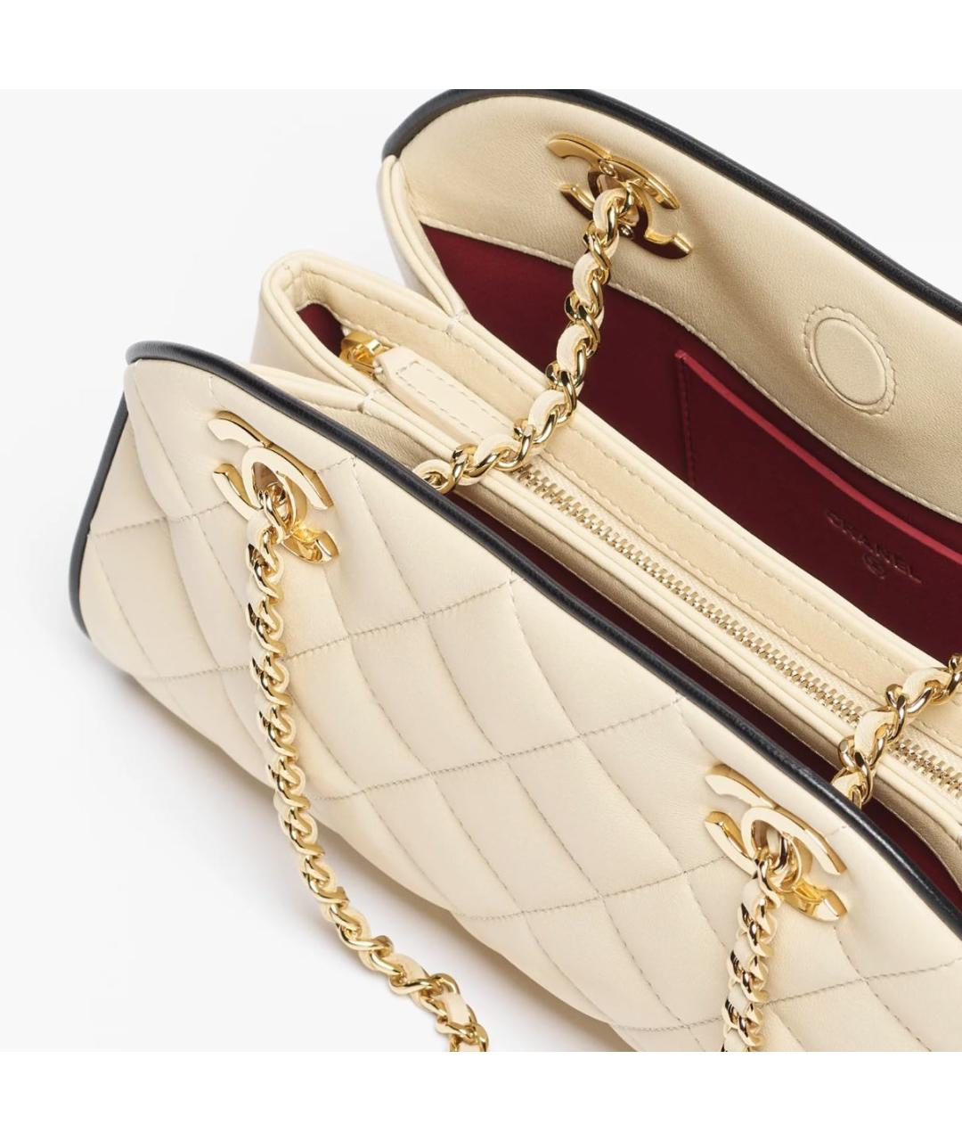 CHANEL Бежевая кожаная сумка через плечо, фото 5