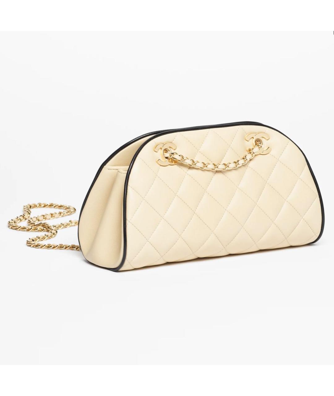 CHANEL Бежевая кожаная сумка через плечо, фото 4