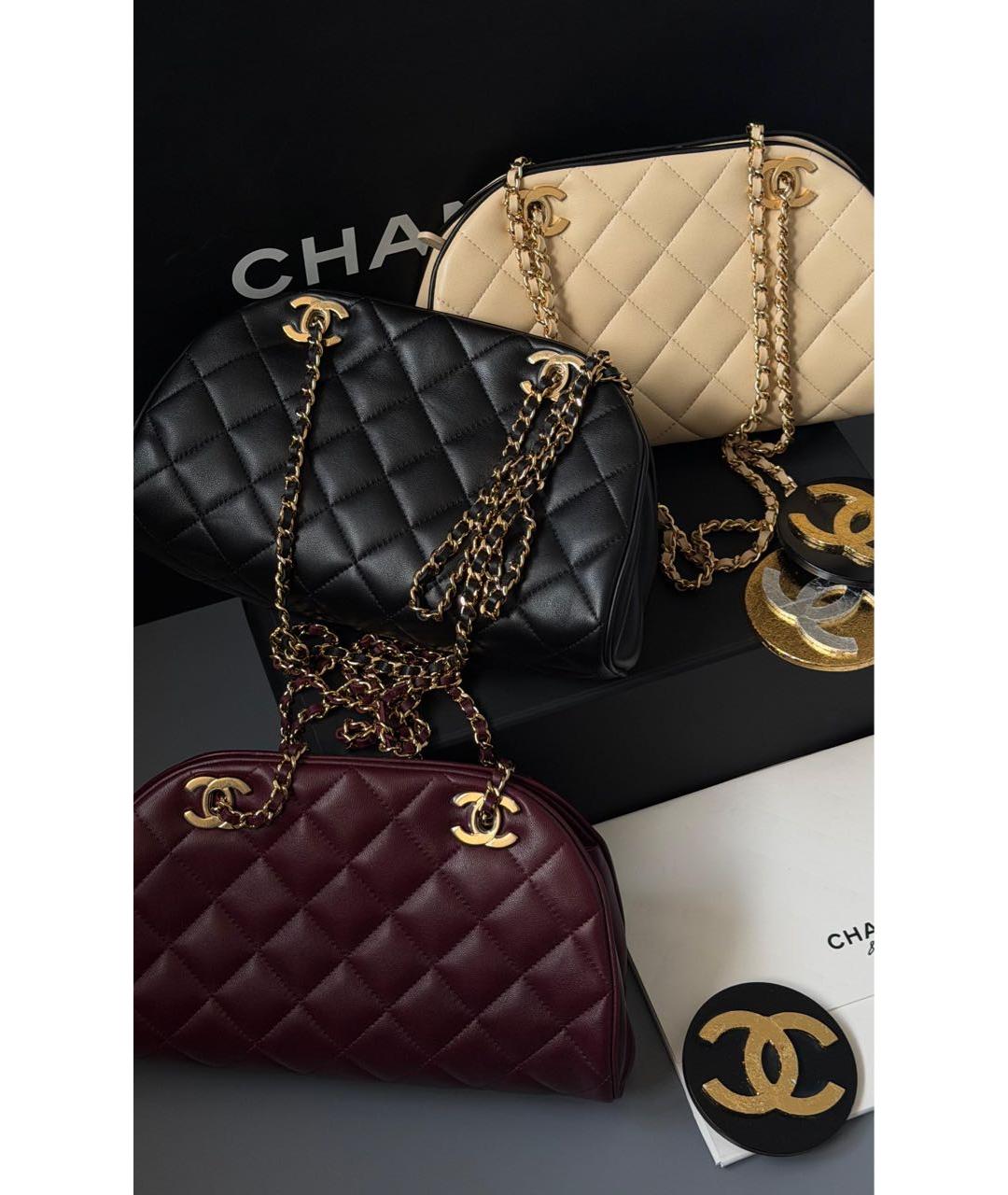 CHANEL Бордовая кожаная сумка через плечо, фото 2