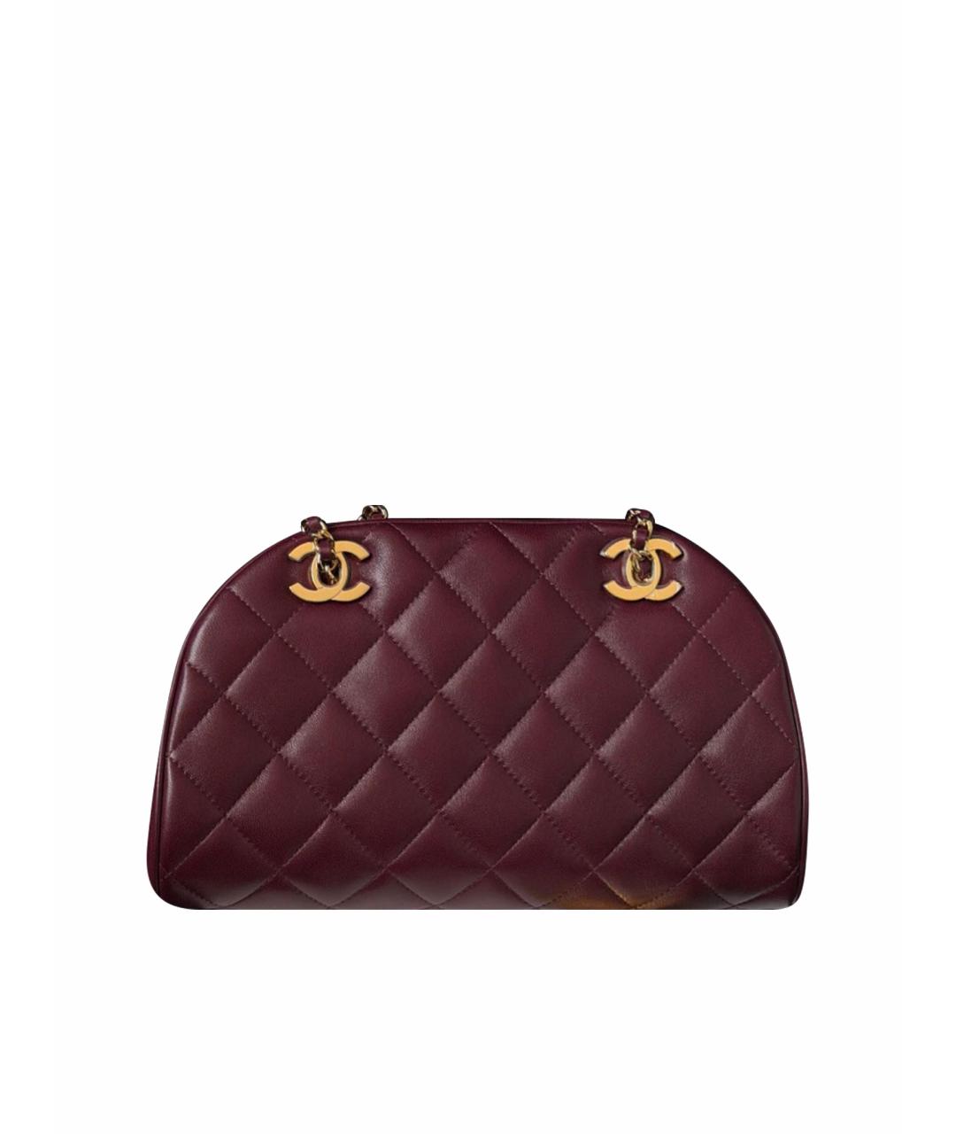 CHANEL Бордовая кожаная сумка через плечо, фото 1