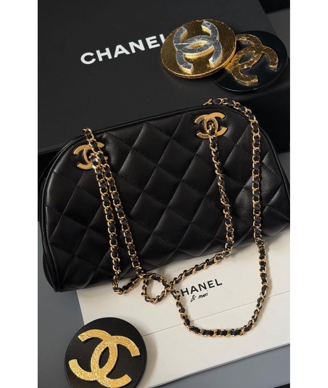 CHANEL Черная кожаная сумка через плечо, фото 3