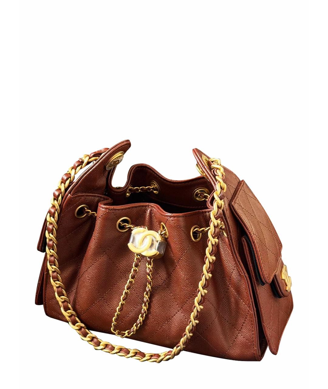 CHANEL Коричневая кожаная сумка через плечо, фото 1