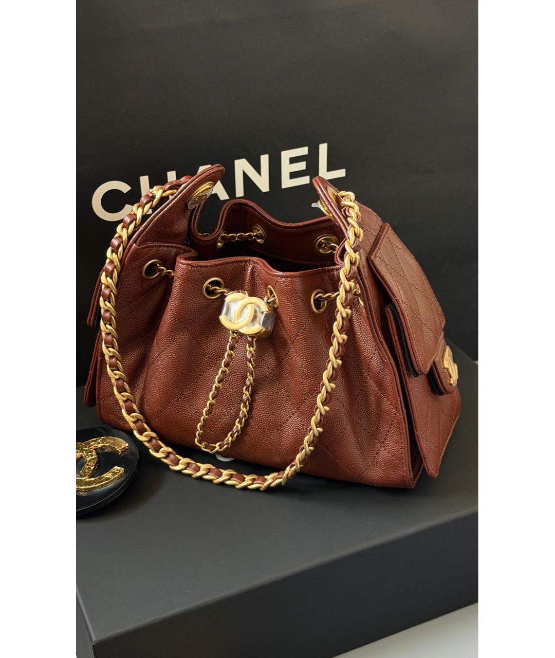 CHANEL Коричневая кожаная сумка через плечо, фото 2