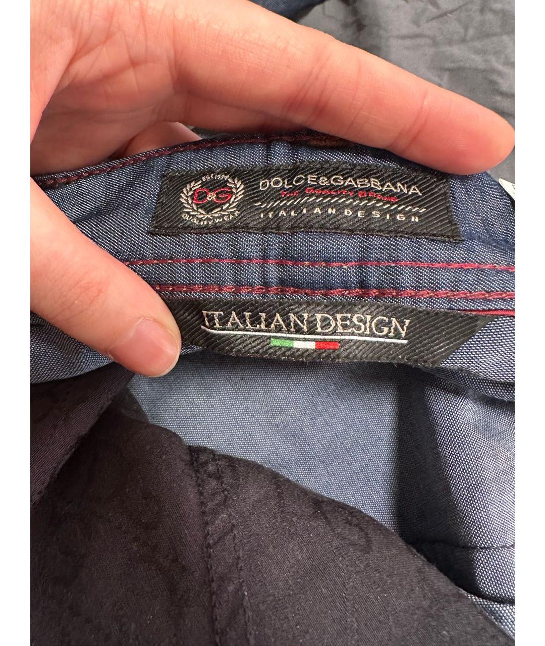 DOLCE&GABBANA Синие хлопковые повседневные брюки, фото 3