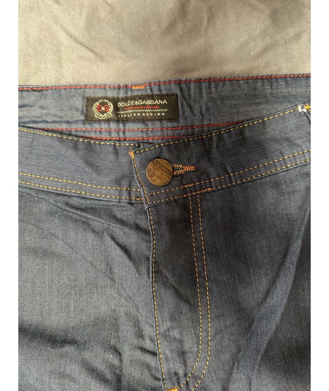 DOLCE&GABBANA Синие хлопковые повседневные брюки, фото 6