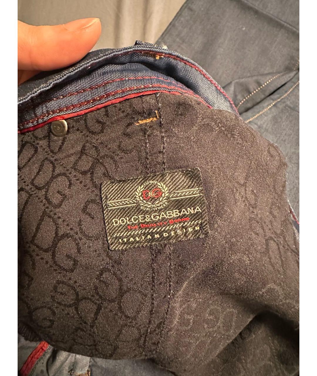 DOLCE&GABBANA Синие хлопковые повседневные брюки, фото 7