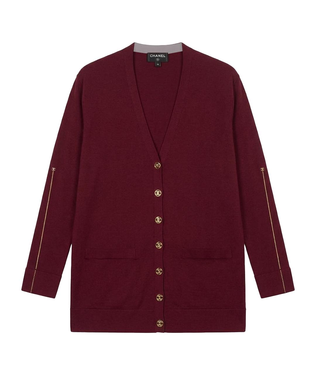 CHANEL Бордовый шелковый кардиган, фото 1