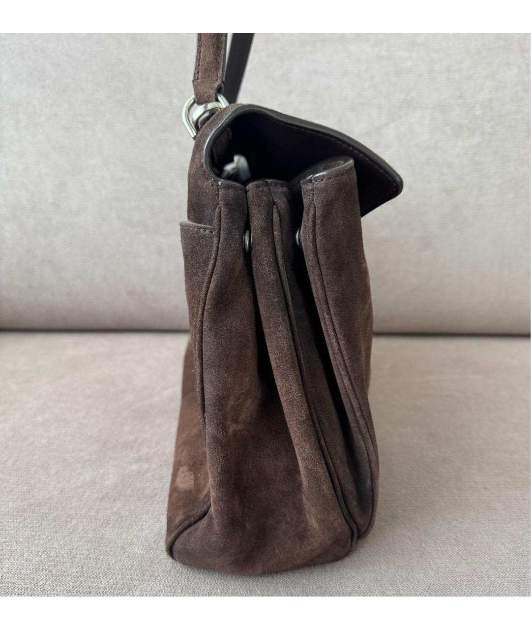 BALENCIAGA Коричневая замшевая сумка через плечо, фото 4