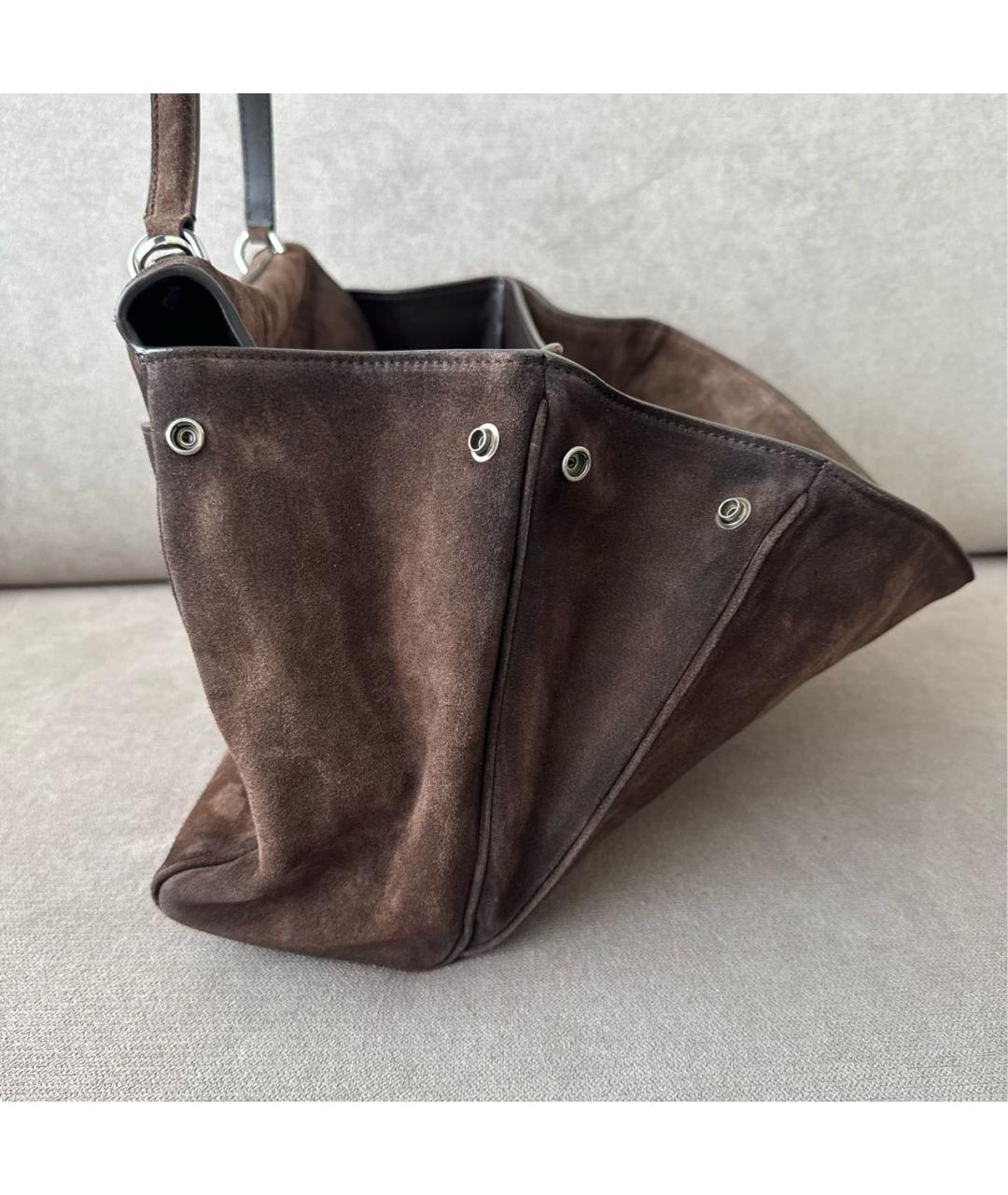 BALENCIAGA Коричневая замшевая сумка через плечо, фото 5