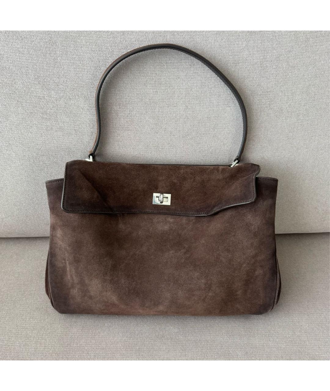 BALENCIAGA Коричневая замшевая сумка через плечо, фото 2