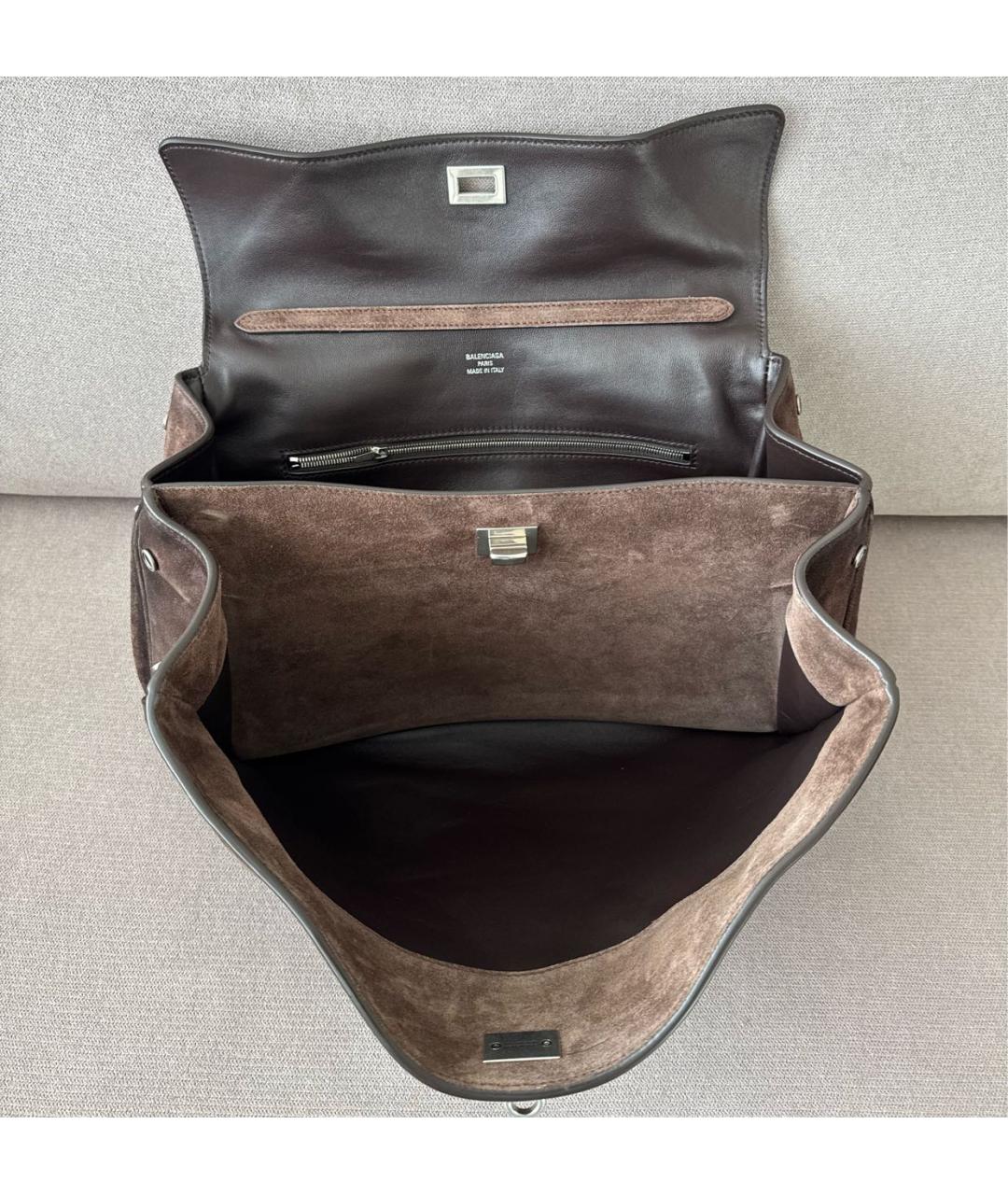 BALENCIAGA Коричневая замшевая сумка через плечо, фото 6