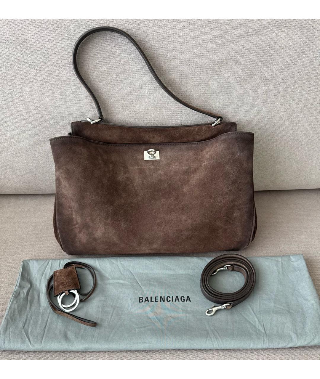 BALENCIAGA Коричневая замшевая сумка через плечо, фото 8