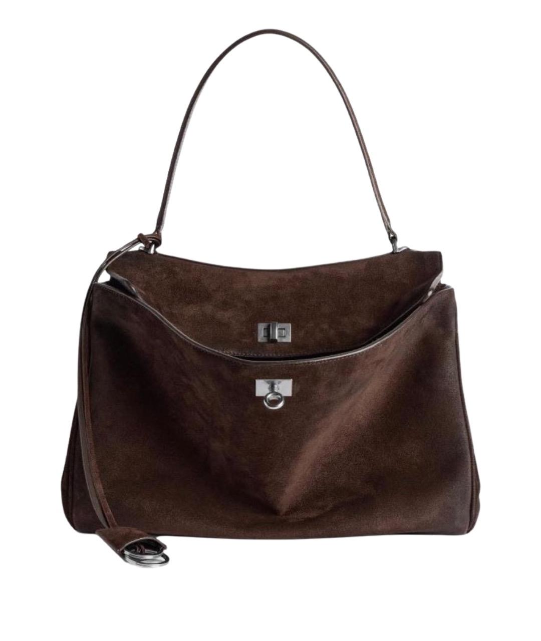 BALENCIAGA Коричневая замшевая сумка через плечо, фото 1