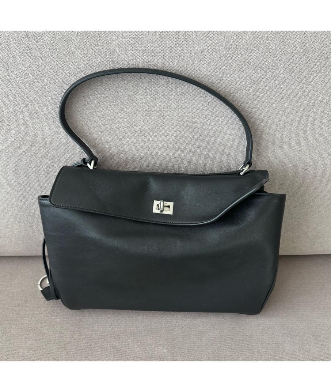 BALENCIAGA Черная кожаная сумка через плечо, фото 2