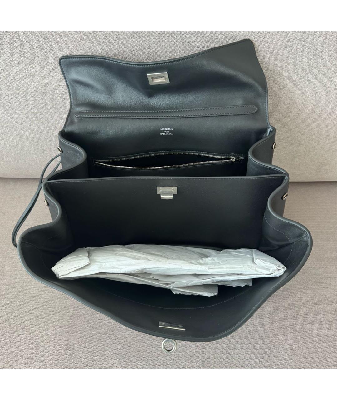 BALENCIAGA Черная кожаная сумка через плечо, фото 5